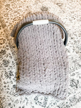 Load image into Gallery viewer, Dark grey toddler blanket on an infant carrier