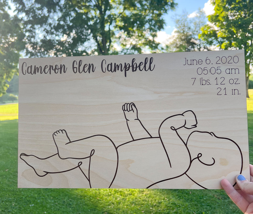 Custom Line Art Baby Sign