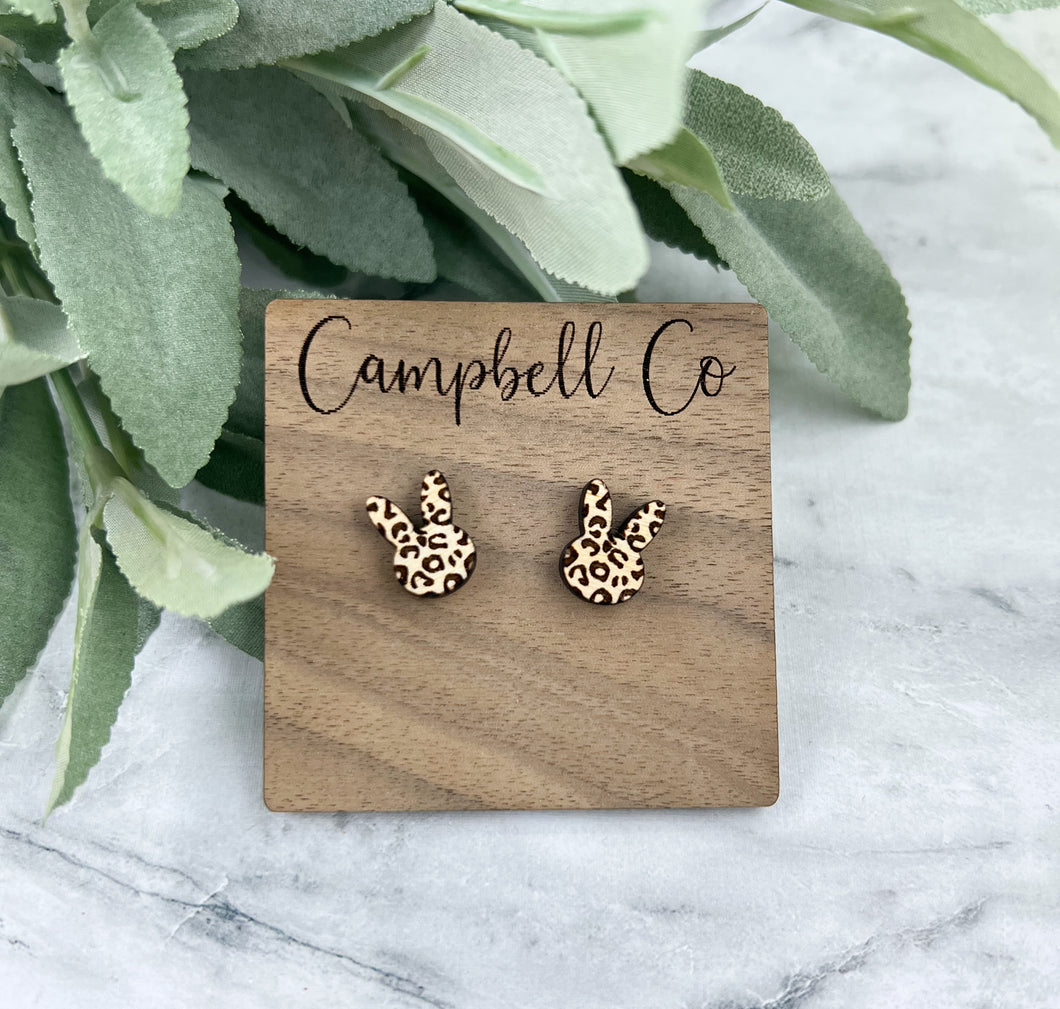 Cheetah Easter Bunny Studs