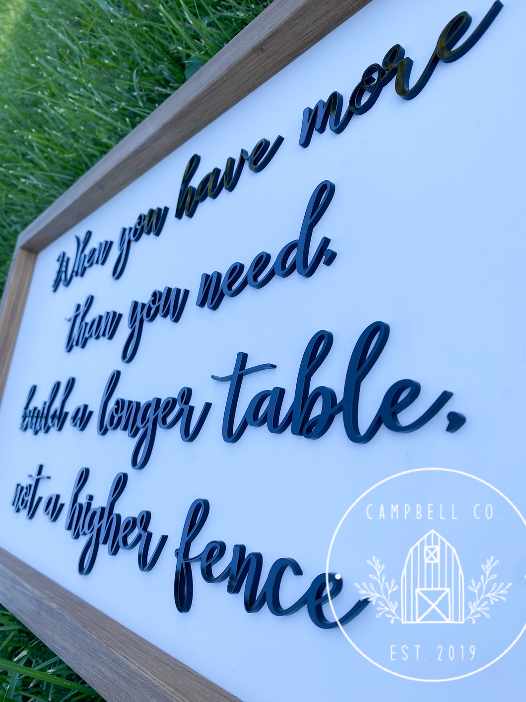 build a longer table, not a higher fence” sign Campbell Co.