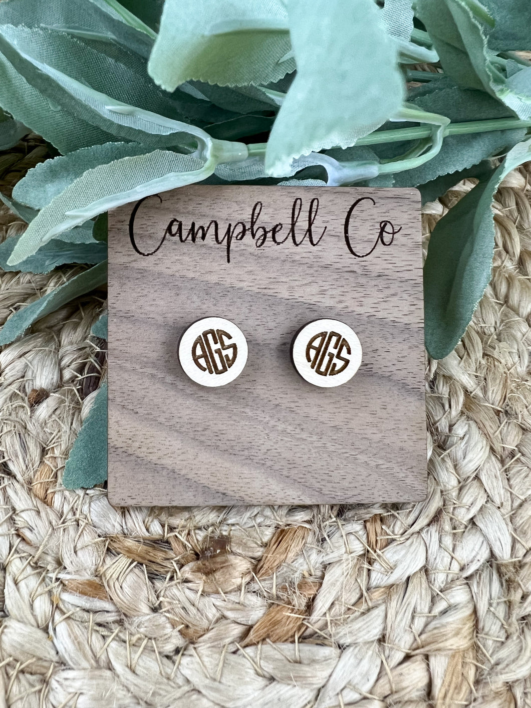 Monogram Stud Earrings