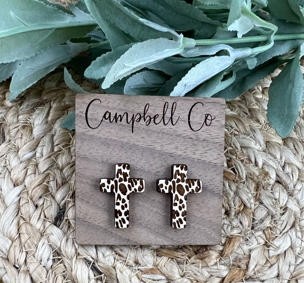 Cheetah Cross Stud Earrings