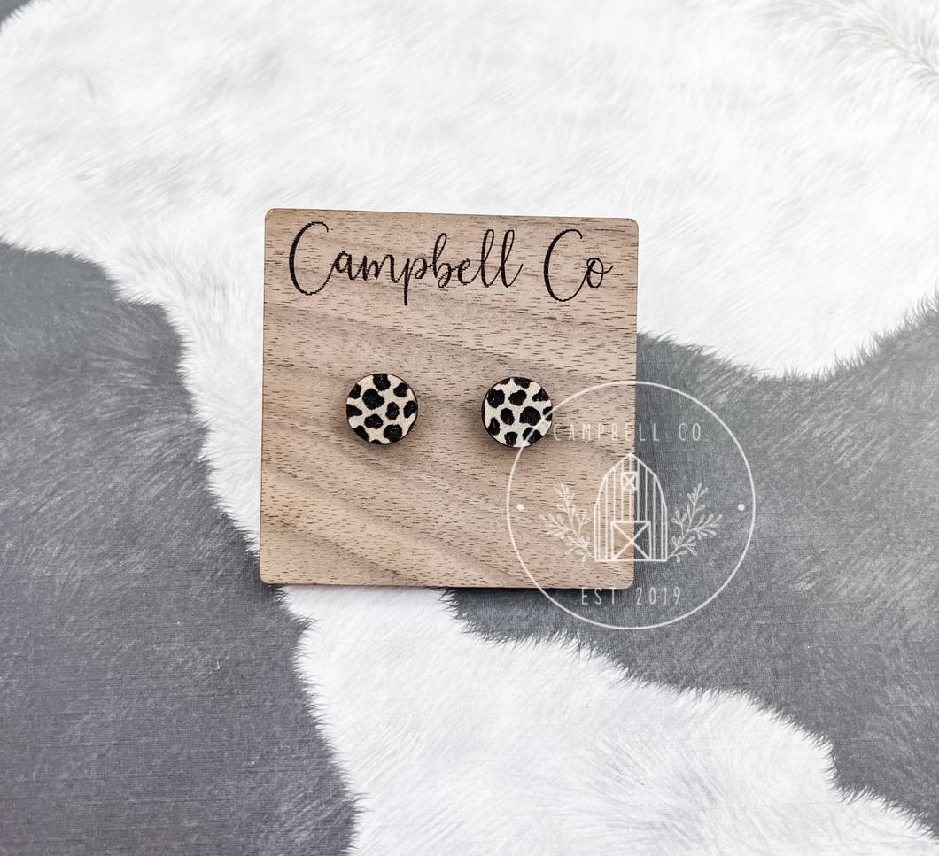 Cow print studs