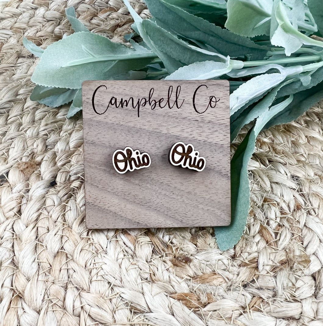 Script Ohio earrings