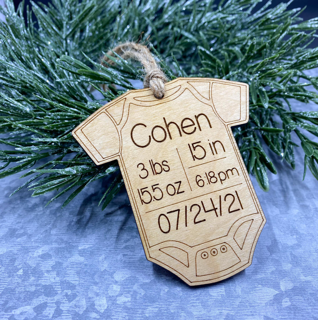 Ornament -- Onesie w/ Birth Information